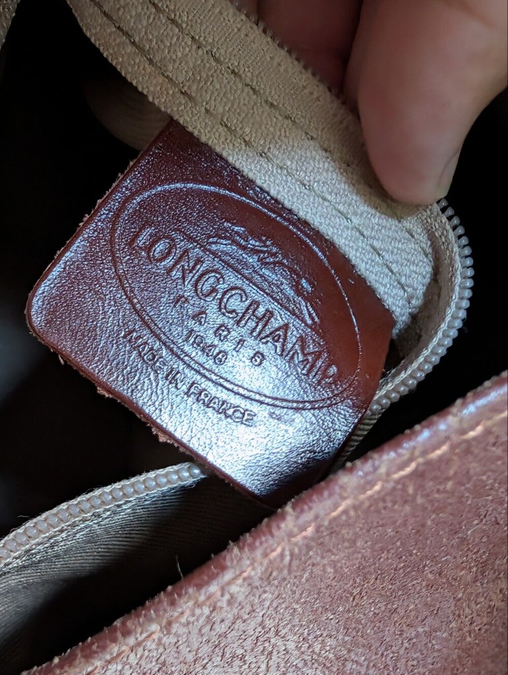 Rare Vintage Longhcamp Leather Triangle Rouseau Bag - Picture 9 of 10